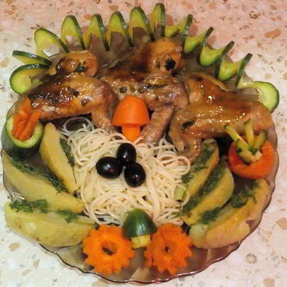 Тушеные куриные крылышки Летняя фантазия