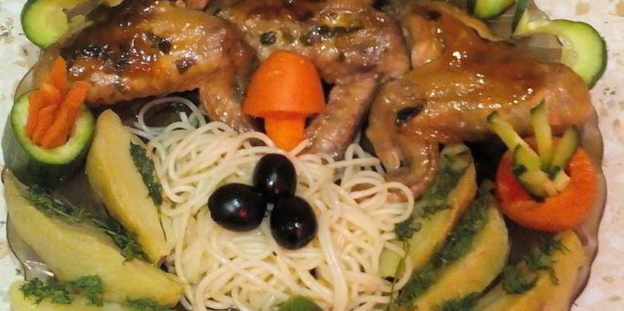 Рецепт тушеных куриных крылышек летняя фантазия