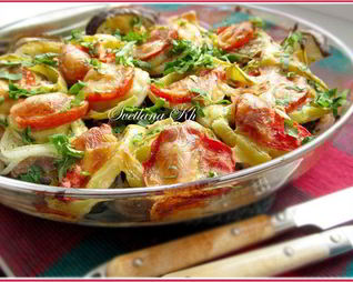 Баклажаны с мясом и овощами