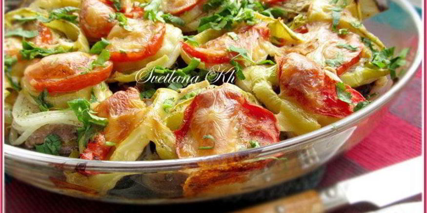 Рецепт баклажанов с мясом и овощами