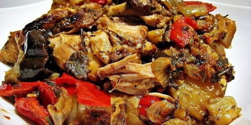 Рецепт баклажанов в казане с курицей