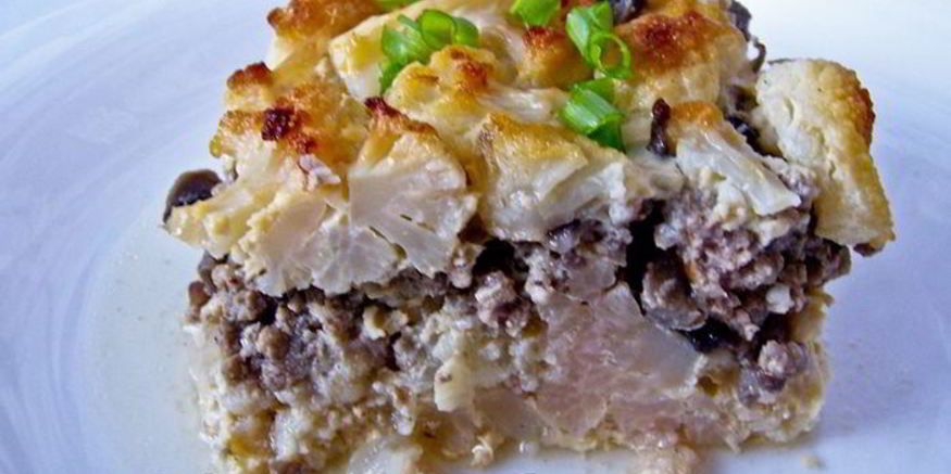 Рецепт мусаки из цветной капусты с мясом и грибами