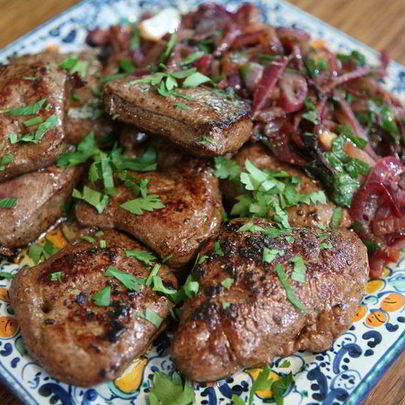 Говяжья печень по-венециански