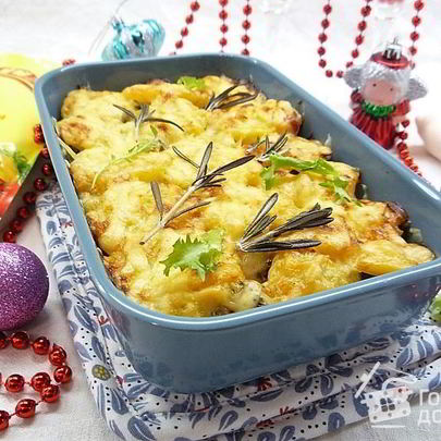 Гратен с печенью индейки