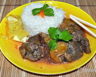 Куриная печень с мандаринами