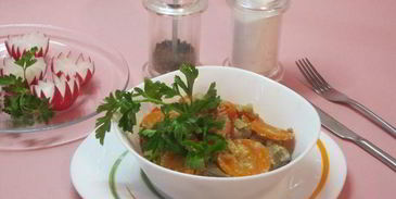 куриная печень с овощами в духовке