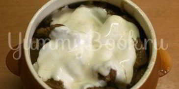 куриная печень с сыром в горшочке