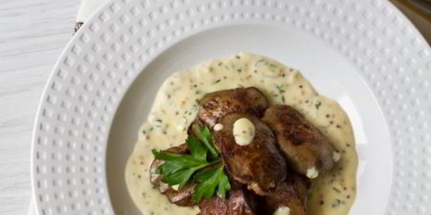 Рецепт куриной печени со сливочно-горчичным соусом