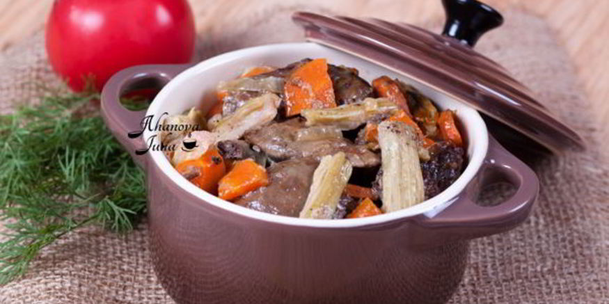 Рецепт куриной печени тушеной с ревенем