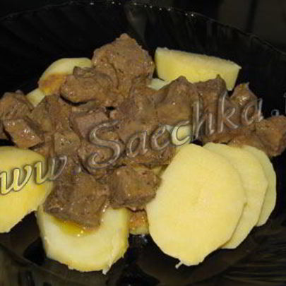 Куриная печенка с грибами