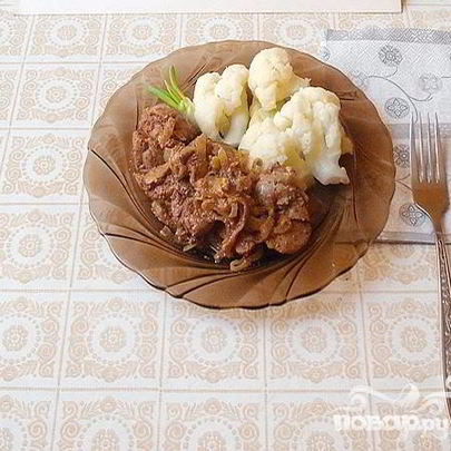 Нежная печень с цветной капустой