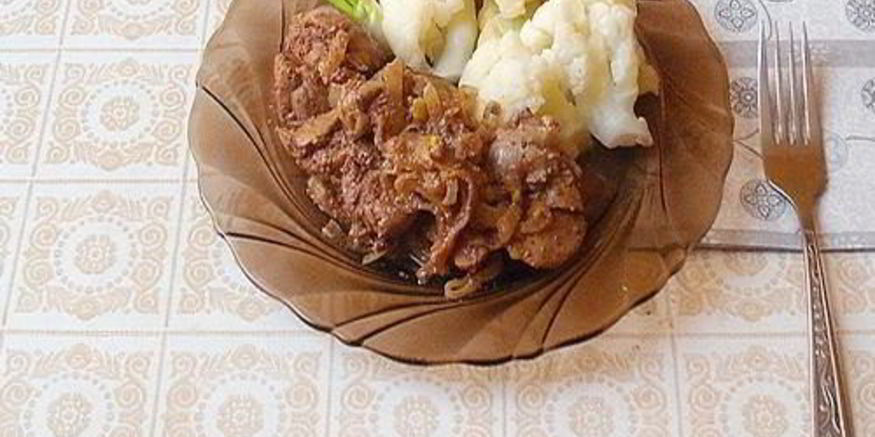 Рецепт нежной печени с цветной капустой