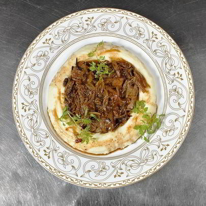 Печень по-венециански c пюре