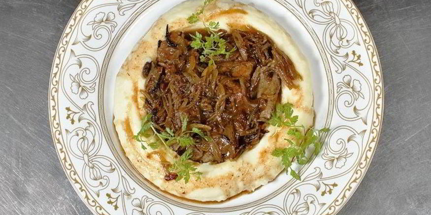 Рецепт печени по-венециански с пюре