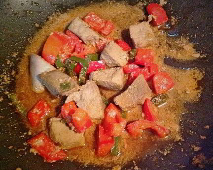 Печень с болгарским перцем в соевом соусе