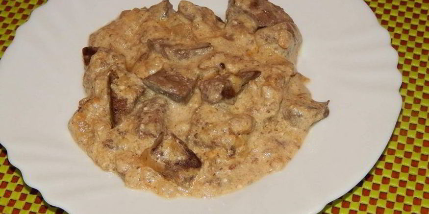 Рецепт печени со сметаной