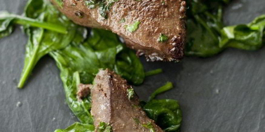 Рецепт телячьей печени со шпинатом