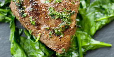 телячья печень со шпинатом