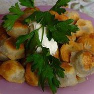 Рецепт Жареных пельменей с грибами из заварного теста