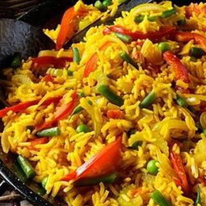 Овощная паэлья с беконом