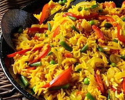 Овощная паэлья с беконом