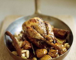 Перепелка с каштанами и иранским пловом