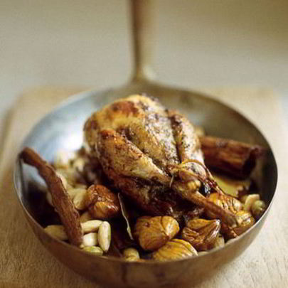 Перепелка с каштанами и иранским пловом