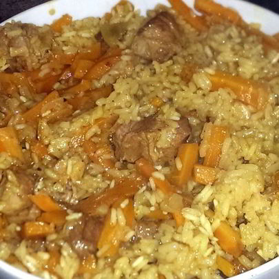 Плов из свинины в утятнице