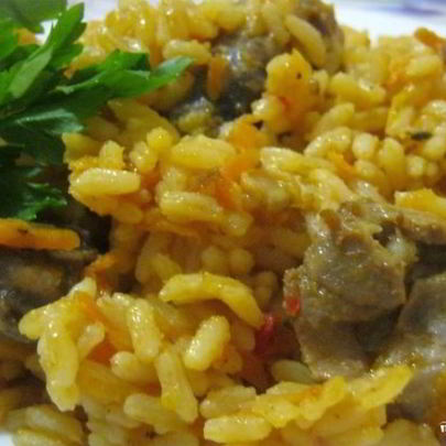 Плов из желудков куриных