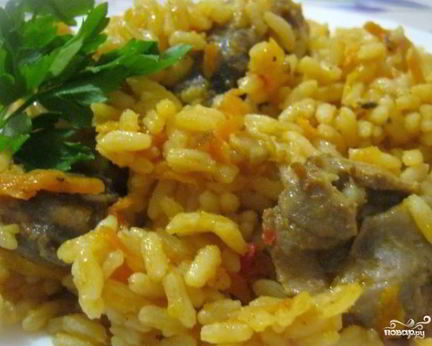 Плов из желудков куриных