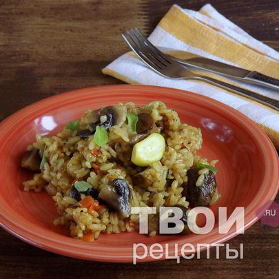 Постный плов с грибами