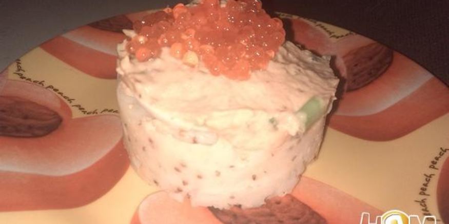 Рецепт праздничного картофельного пюре с красной икрой