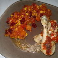 Рецепт Куриных голеней из духовки, чечевичное рагу с тыквой, кукурузой и свеклой