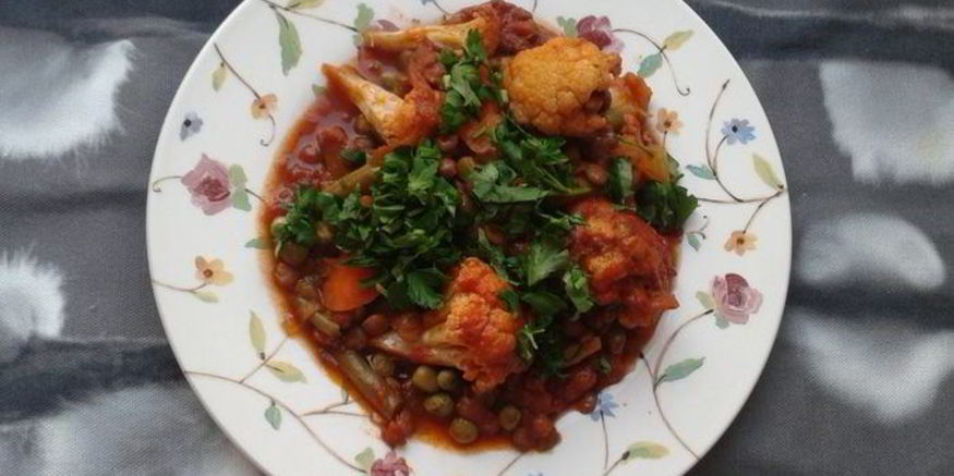 Рецепт овощного рагу с чечевицей