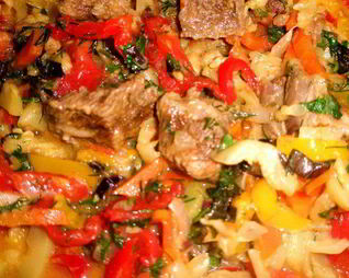 Овощное рагу с телятиной