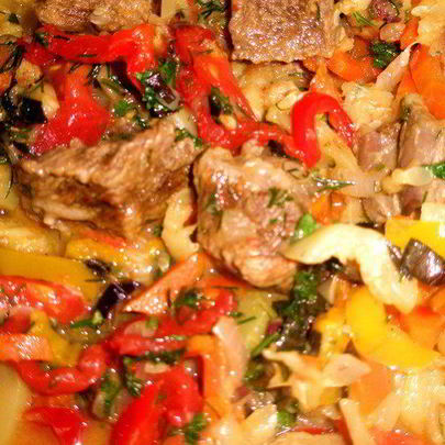Овощное рагу с телятиной