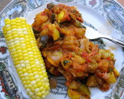 Рататуй со свежим базиликом