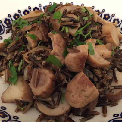 Диетическое ризотто из дикого риса с белыми грибами