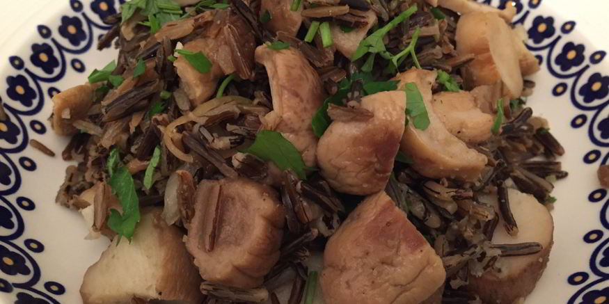 Рецепт диетического ризотто из дикого риса с белыми грибами