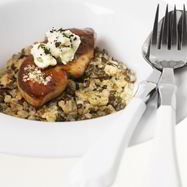 Рецепт Ризотто из чечевицы, перловки, гречки и дикого риса с фуа-гра и козьим сыром