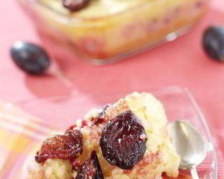 Ризотто с кокосовым молоком и сливами, запечеными в марсале с корицей