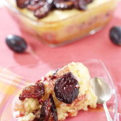 Ризотто с кокосовым молоком и сливами, запечеными в марсале с корицей