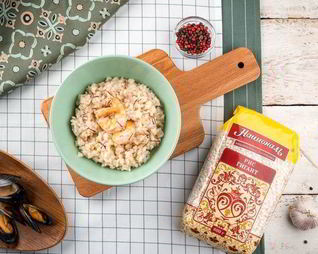 Ризотто с креветками и мидиями