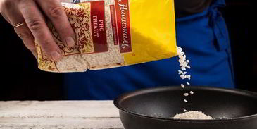 ризотто с креветками и мидиями