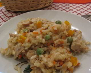 Ризотто с курицей и овощами