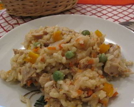 Ризотто с курицей и овощами