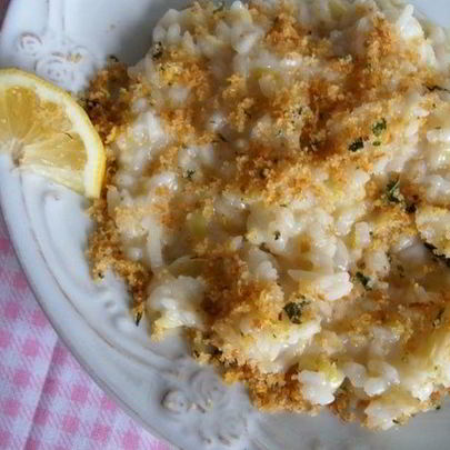 Ризотто с луком-пореем и лимонной крошкой