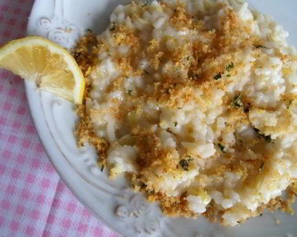 Ризотто с луком-пореем и лимонной крошкой