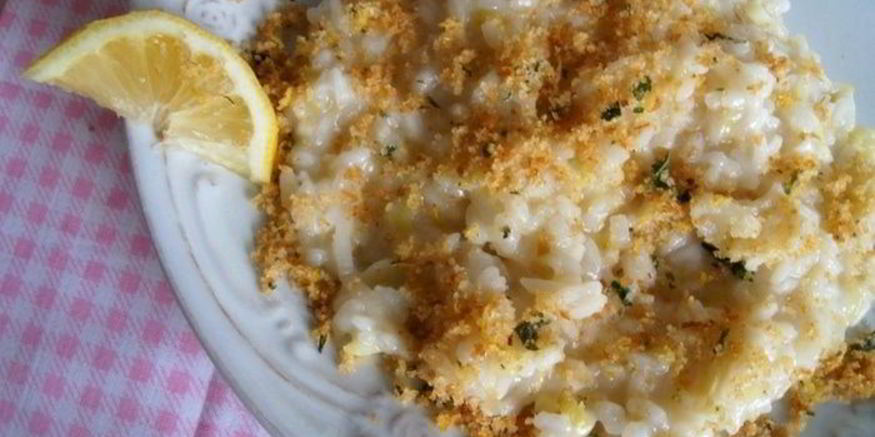 Рецепт ризотто с луком-пореем и лимонной крошкой