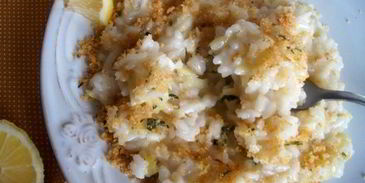 ризотто с луком-пореем и лимонной крошкой